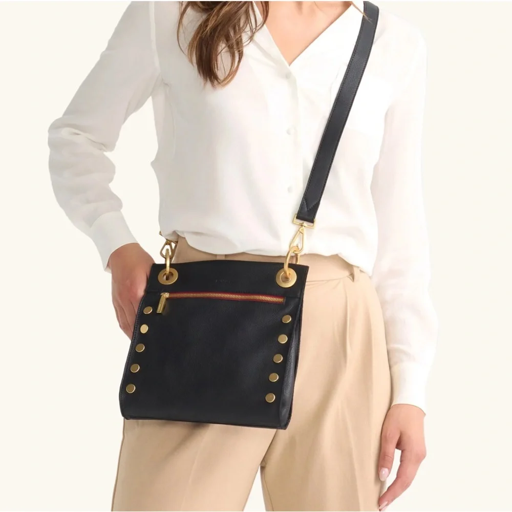 Hammitt Speckled Cream Leather Crossbody with Gold Hardware